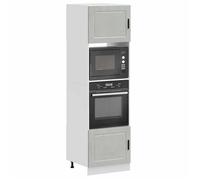 ""NEW 2026"" Armoires de four 2 pièces, Placard de cuisines, Porto gris béton bois d'ingénierie 60x57x207 cm L4798