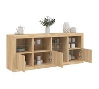 ""NEW 2026"" Buffet Classique, Armoire latérale, pour salon, avec lumières LED chêne sonoma 164x37x67 cm L3435