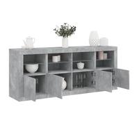 ""NEW 2026"" Buffet Classique, Armoire latérale, pour salon, avec lumières LED gris béton 163x37x67 cm L3451