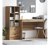 ""NEW 2026"" Bureau avec tiroir, avec Haut meuble, lot de 2, moderne, Chêne artisanal 145.5x50x127 cm L1536