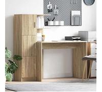 ""NEW 2026"" Bureau lot de 2, avec Haut meuble, Entretien facile, Chêne Sonoma 133.5x50x124 cm L1547