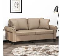 ""NEW 2026"" Canapé moderne - Design ergonomique - pour salon - 2 places avec oreillers cappuccino 140 cm similicuir L2018