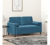 ""NEW 2026"" Canapé moderne - Design ergonomique - pour salon - 2 places avec oreillers décoratifs bleu 120 cm velours L1966
