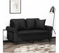 ""NEW 2026"" Canapé moderne - Design ergonomique - pour salon - 2 places avec oreillers décoratifs noir 120cm similicuir L2009
