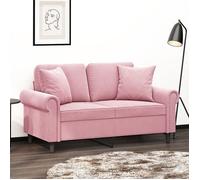 ""NEW 2026"" Canapé moderne - Design ergonomique - pour salon - 2 places avec oreillers décoratifs rose 120 cm velours L2022