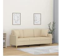 ""NEW 2026"" Canapé moderne - Design ergonomique - pour salon - 3 places avec oreillers décoratifs crème 180 cm tissu L2003