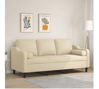 ""NEW 2026"" Canapé moderne - Design ergonomique - pour salon - 3 places avec oreillers décoratifs crème 180 cm tissu L1941