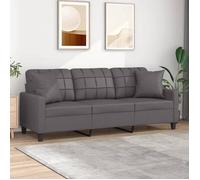 ""NEW 2026"" Canapé moderne - Design ergonomique - pour salon - 3 places avec oreillers décoratifs gris 180cm similicuir L1896
