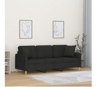 ""NEW 2026"" Canapé moderne - Design ergonomique - pour salon - 3 places avec oreillers décoratifs noir 180 cm tissu L2005