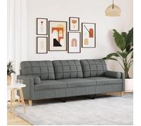 ""NEW 2026"" Canapé moderne - Design ergonomique - pour salon - 3 places avec oreillers gris foncé 210 cm tissu L2323