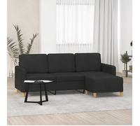 ""NEW 2026"" Canapé moderne - Design ergonomique - pour salon - à 3 places avec repose-pieds Noir 180 cm Tissu L2277