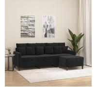 ""NEW 2026"" Canapé moderne - Design ergonomique - pour salon - à 3 places avec repose-pieds Noir 180 cm Velours L2193