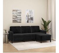 ""NEW 2026"" Canapé moderne - Design ergonomique - pour salon - à 3 places avec repose-pieds Noir 180 cm Velours L2260