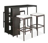 ""NEW 2026"" Ensemble Bistrot/BAR - lot de 5 - 4 Chaises et 1 Table- coussins Résine tressée Marron 120x60x110 cm S473