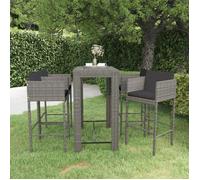 ""NEW 2026"" Ensemble Bistrot/BAR - lot de 5 - 4 Chaises et 1 Table- et coussins Résine tressée Gris 100x60.5x110.5 cm S496