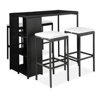 ""NEW 2026"" Ensemble Bistrot/BAR - lot de 5 - 4 Chaises et 1 Table- et coussins Résine tressée Noir 120x60x110 cm S474