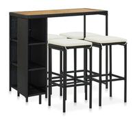 ""NEW 2026"" Ensemble Bistrot/BAR - lot de 5 - 4 Chaises et 1 Table- et coussins Résine tressée Noir 120x60x110 cm S476