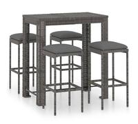 ""NEW 2026""Ensemble de bar de jardin,Lot de 5,pour 4 personnes,,1 table de bar et 4 tabourets de bar,résine tressée,gris,100 x 60,5 x