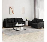 ""NEW 2026"" Ensemble de canapés lot de 2 - Sofa set - 4-6 PERSONNES - avec coussins Noir Velours 138x77x80 cm L1399