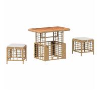 ""NEW 2026""Ensemble de salle à manger pour jardin élégante,Lot de 3,2 tabourets et 1 table,rattan en poly et bois d'acacia asi42v5125