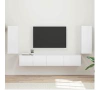 ""NEW 2026"" Ensemble meuble TV lot de 4, Cabinets TV, Moderne, Blanc brillant Bois d'ingénierie 98x31x29.5 cm L7530