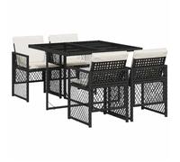 ""NEW 2026""Ensemble repas de jardin,Lot de 5,pour 4 personnes,,1 table et 4 chaises,résine tressée,noir,110 x 106 x 73 cm dbd79z53714