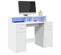 ""NEW 2026"" LED Bureau d'écriture - Table 1 personne - moderne - blanc 120x55x91 cm bois d'ingénierie L1656