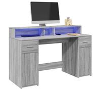 ""NEW 2026"" LED Bureau d'écriture - Table 1 personne - moderne - sonoma gris 140x55x91 cm bois ingénierie L1665