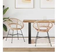 ""NEW 2026"" Lot de 2 Chaise à manger Scandinave Fauteuil Salon Cuisine Naturel 49x51x81 cm L1095