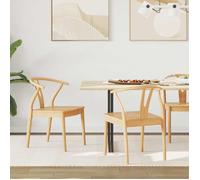 ""NEW 2026"" Lot de 2 Chaise à manger Scandinave Fauteuil Salon Cuisine Naturel 54.5x58x77 cm L1047