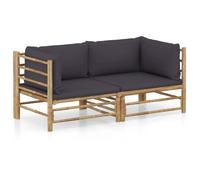 ""NEW 2026"" Salon de jardin lot de 2, Meuble pour 1 personne, avec coussins gris foncé bambou 70x70x60 cm S703