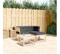 ""NEW 2026"" Salon de jardin lot de 3, Meuble pour 2 personnes, avec coussins bois de pin massif 73x73x78 cm S1837