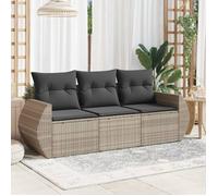 ""NEW 2026"" Salon de jardin lot de 3, Meuble pour 2 personnes, avec coussins gris clair résine tressée 55x62x69 cm S2404