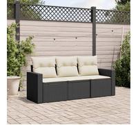 ""NEW 2026"" Salon de jardin lot de 3, Meuble pour 2 personnes, avec coussins noir résine tressée 65.5x62x69 cm S2116