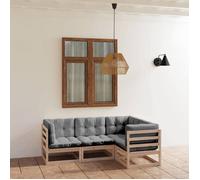 ""NEW 2026"" Salon de jardin lot de 4, Meuble pour 3 personnes, avec coussins Bois de pin massif 70x70x67 cm S969
