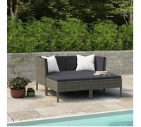 ""NEW 2026"" Salon de jardin lot de 4, Meuble pour 3 personnes, avec coussins résine tressée gris 69x69x69 cm S666