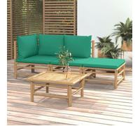 ""NEW 2026"" Salon de jardin lot de 4, Meuble pour 3 personnes, avec coussins vert bambou 55x65x30 cm S1342