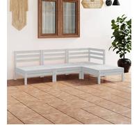 ""NEW 2026"" Salon de jardin lot de 4, Meuble pour 3 personnes, Bois de pin massif Blanc 63.5x63.5x62.5 cm S1072