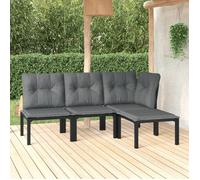 ""NEW 2026"" Salon de jardin lot de 4, Meuble pour 3 personnes, noir et gris résine tressée 62x62x68 cm S1755