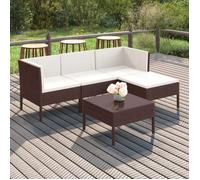 ""NEW 2026"" Salon de jardin lot de 5, Meuble pour 4 personnes, avec coussins résine tressée marron 60x60x35 cm S1220