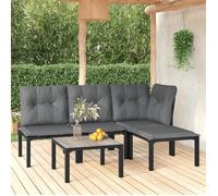 ""NEW 2026"" Salon de jardin lot de 5, Meuble pour 4 personnes, noir et gris résine tressée 55x55x31 cm S1756