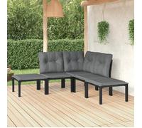 ""NEW 2026"" Salon de jardin lot de 5, Meuble pour 4 personnes, noir et gris résine tressée 62x62x68 cm S1769