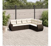""NEW 2026"" Salon de jardin lot de 6, Meuble pour 5 personnes, avec coussins marron résine tressée 62x62x69 cm S2501