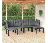 ""NEW 2026"" Salon de jardin lot de 6, Meuble pour 5 personnes, noir et gris résine tressée 62x62x68 cm S1774