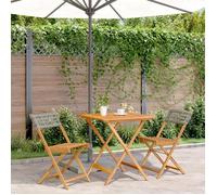 ""NEW 2026"" Set de Table Bistro - lot de 3 - pour Balcon, Terrasse -gris résine tressée et bois massif 70x70x75 cm S271