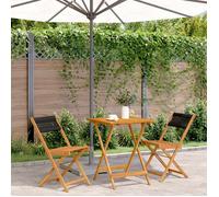 ""NEW 2026"" Set de Table Bistro - lot de 3 - pour Balcon, Terrasse -noir polypropylène et bois massif 60x60x75 cm S216