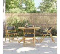 ""NEW 2026"" Set de Table Bistro - pliant -e lot de 5 - pour Balcon, Terrasse - et coussins gris foncé bambou 110x55x75 cm S97