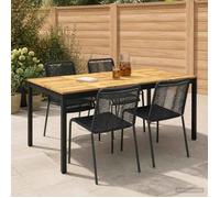 ""NEW 2026""Table de dîner de jardin Blanc et noir 180 x 88,5 x 75 cm,26.8 kg FR56518