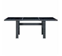 ""NEW 2026""Table de jardin élégante,1 pc,résine tressée et verre,gris foncé et noir,200 x 100 x 74 cm scr75a578221