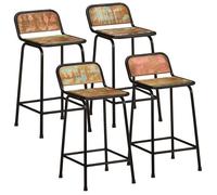 ""NEW 2026"" Tabourets de bar 4 pcs, siège de cuisine, pour 4 personnes, 46x35,5x80cm bois massif récupération L1333